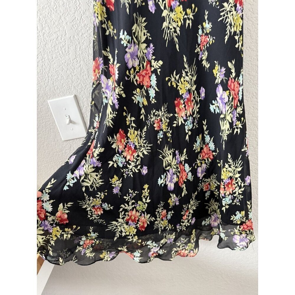 Vintage Jones New York Floral Aline Semi Sheer Slip Midi Dress Y2k Fairy Romanti - Picture 9 of 9